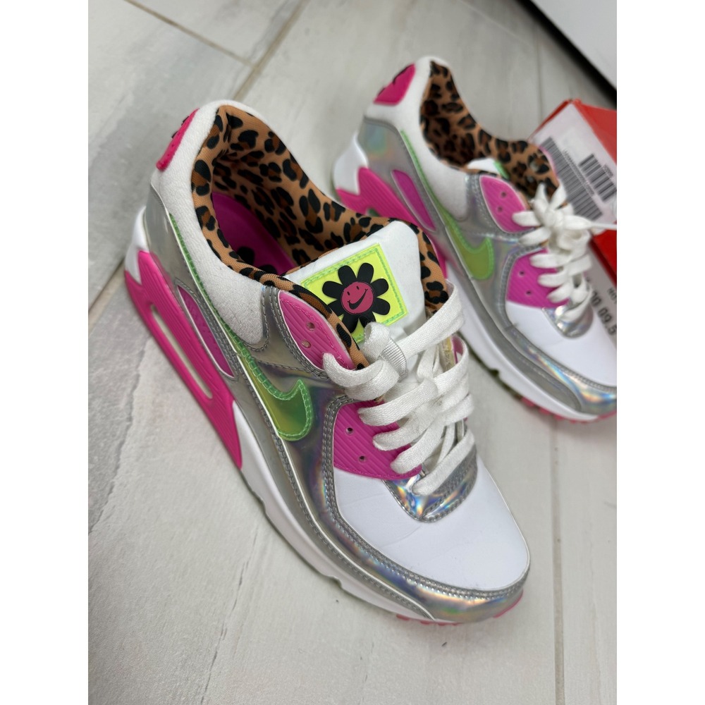 Nike Air Max 90 LX Illusion Green Leopard Holographic CQ2559-100 Womens 9.5 - Picture 9 of 10